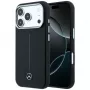 Mercedes-Benz Leather Semi Wrap Iconic Line MagSafe dėklas, skirtas iPhone 17 Pro, juodas