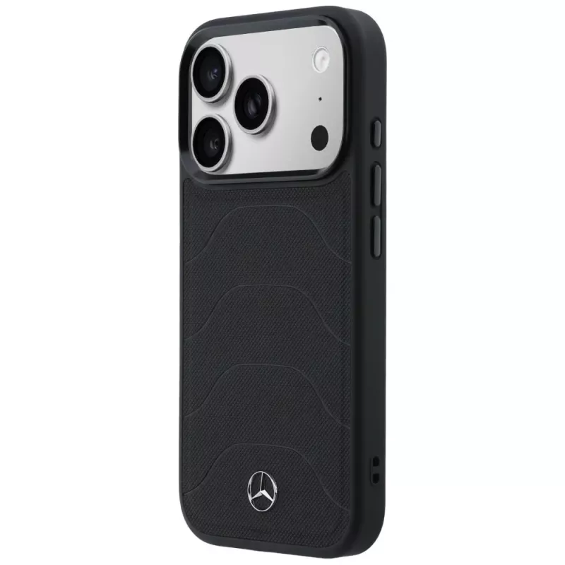Mercedes-Benz odinis tinklinis MagSafe dėklas su bow line dizainu iPhone 17 Pro Max, juodas