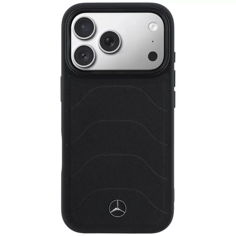 Mercedes-Benz odinis tinklinis MagSafe dėklas su bow line dizainu iPhone 17 Pro Max, juodas