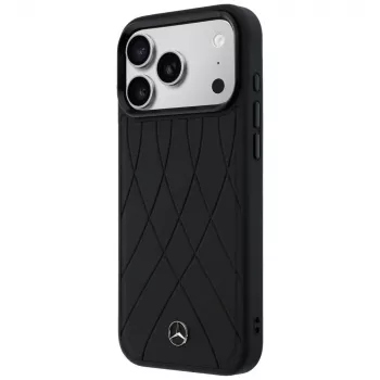 Mercedes-Benz odinis dėklas su kryžminėmis linijomis MagSafe, skirtas iPhone 17 Pro, juodas