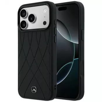 Mercedes-Benz Mercedes-Benz odinis dėklas su kryžminėmis linijomis MagSafe, skirtas iPhone 17 Pro Max, juodas