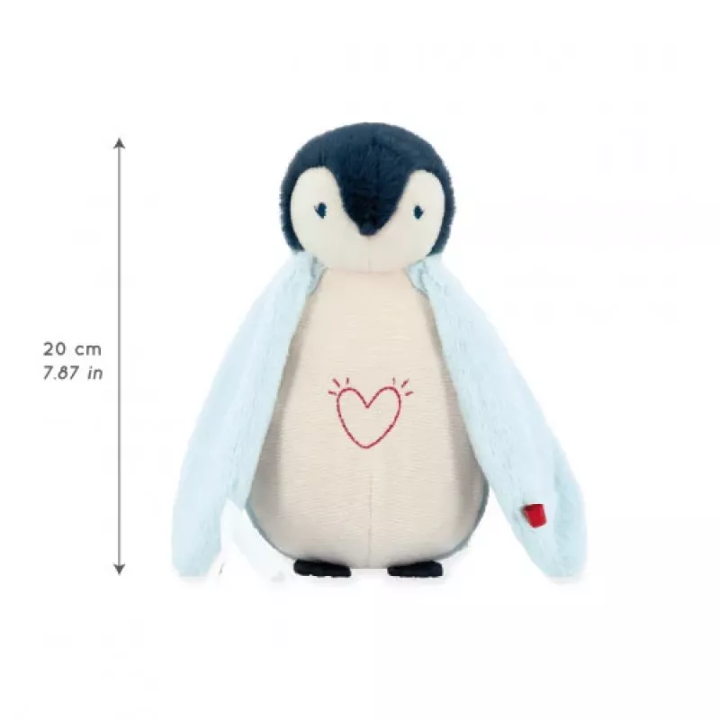 Kaloo Complices Penguin Plush Night Light su 7 spalvų LED ir lopšinėmis