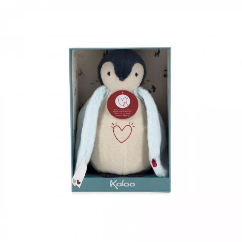 Kaloo Complices Penguin Plush Night Light su 7 spalvų LED ir lopšinėmis