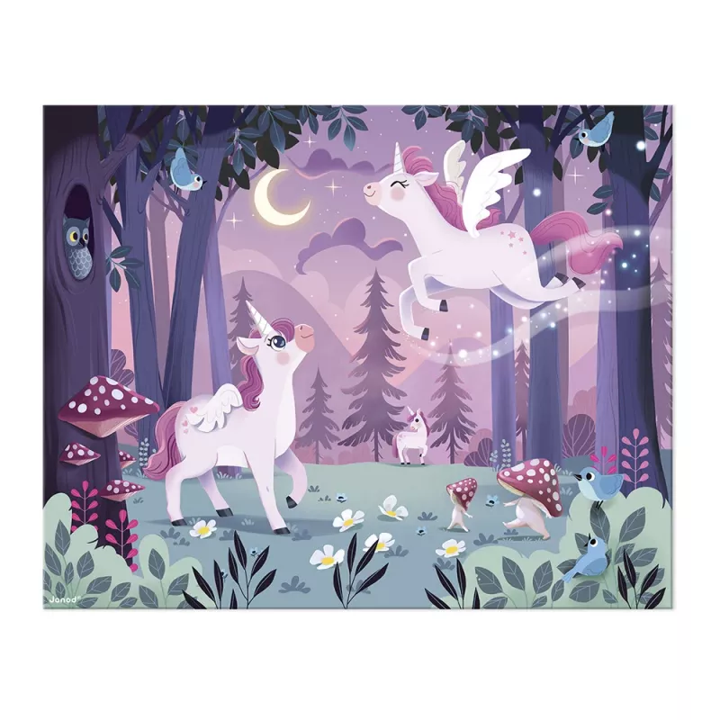 Janod Puzzle in Suitcase Unicorns 54 Pieces 5+ Made in France