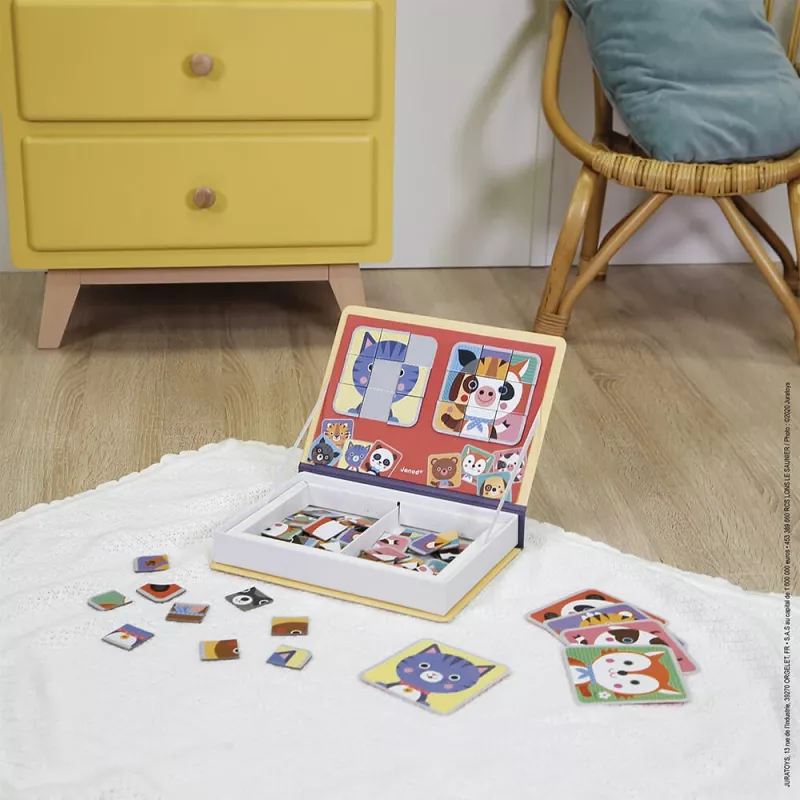 Janod Magnetibook Puzzle Animals Magnetinė Dėlionė Knyga