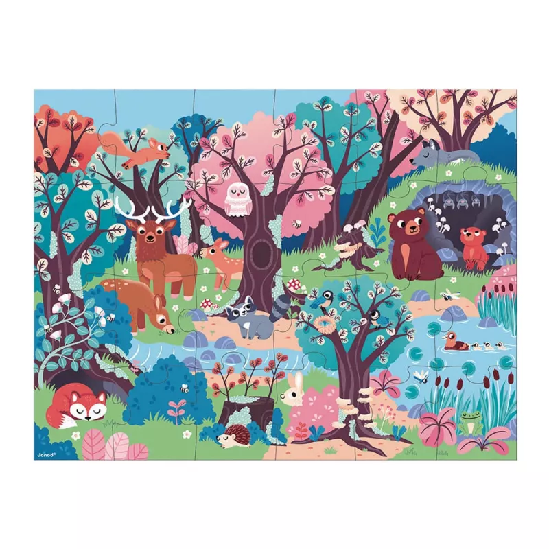 Janod Forest Glow-in-the-Dark Jigsaw Puzzle with UV Lamp 24 Pieces