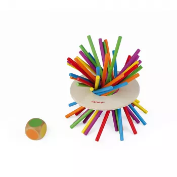 Janod Crazy Sticks Balancing Game - medinis įgūdžių žaidimas 1-4 žaidėjams, įvairiaspalvis