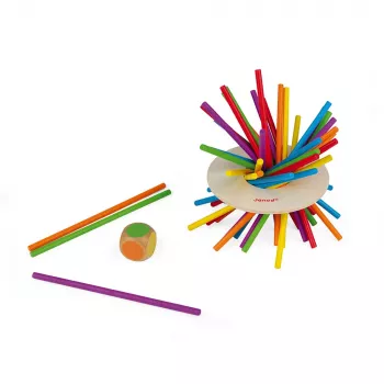 Janod Crazy Sticks Balancing Game - medinis įgūdžių žaidimas 1-4 žaidėjams, įvairiaspalvis