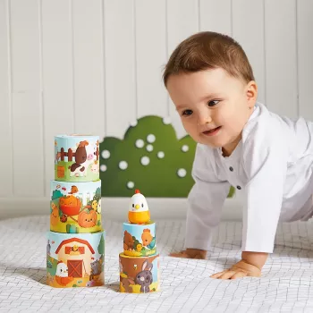 Janod Stacking Pyramid Toy Farm Hen