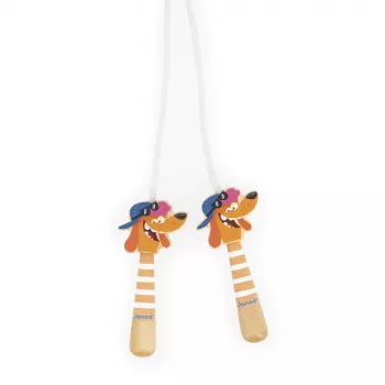 Janod Applepop Dog Jump Rope su medinėmis rankenomis 3+