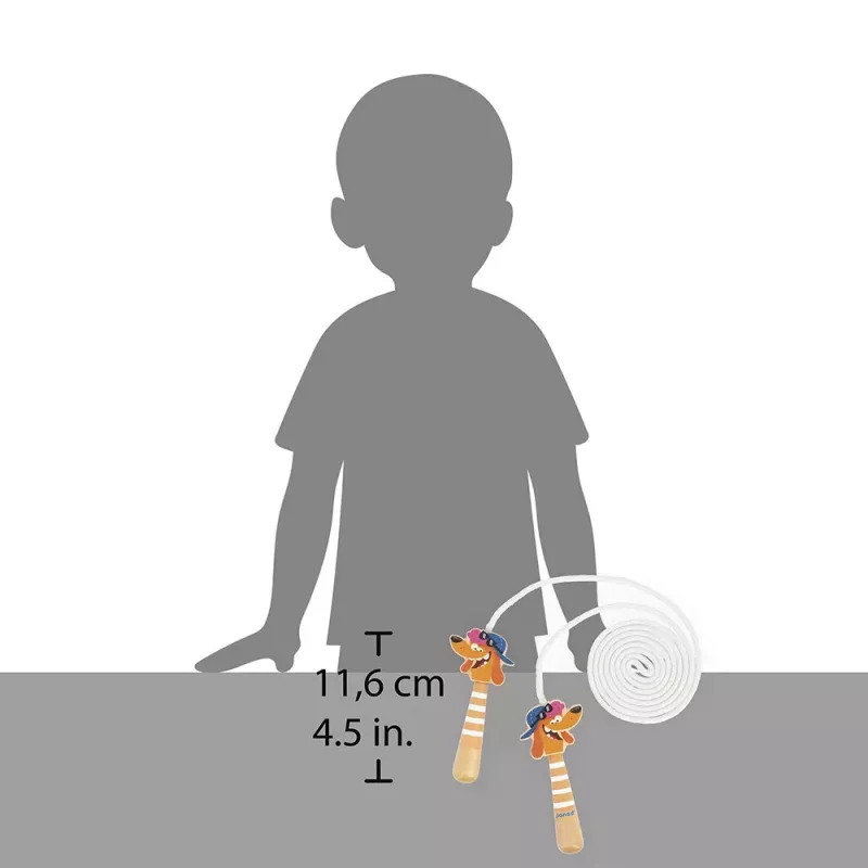 Janod Applepop Dog Jump Rope su medinėmis rankenomis 3+