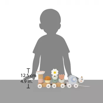 Janod Sweet Cocoon Magnetinis traukinukas-sraigė su kaladėlėmis ir barškučiu, 12m+