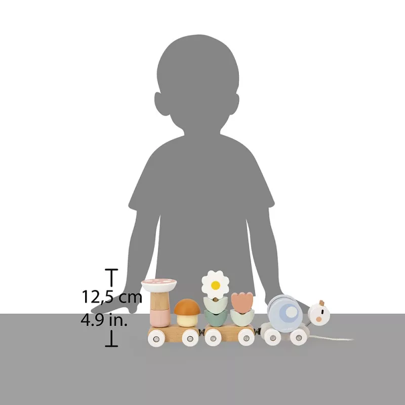 Janod Sweet Cocoon Magnetinis traukinukas-sraigė su kaladėlėmis ir barškučiu, 12m+