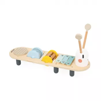 Janod Sweet Cocoon Muzikinis stalelis su kirminu – 5 instrumentai, FSC mediena, 12m+