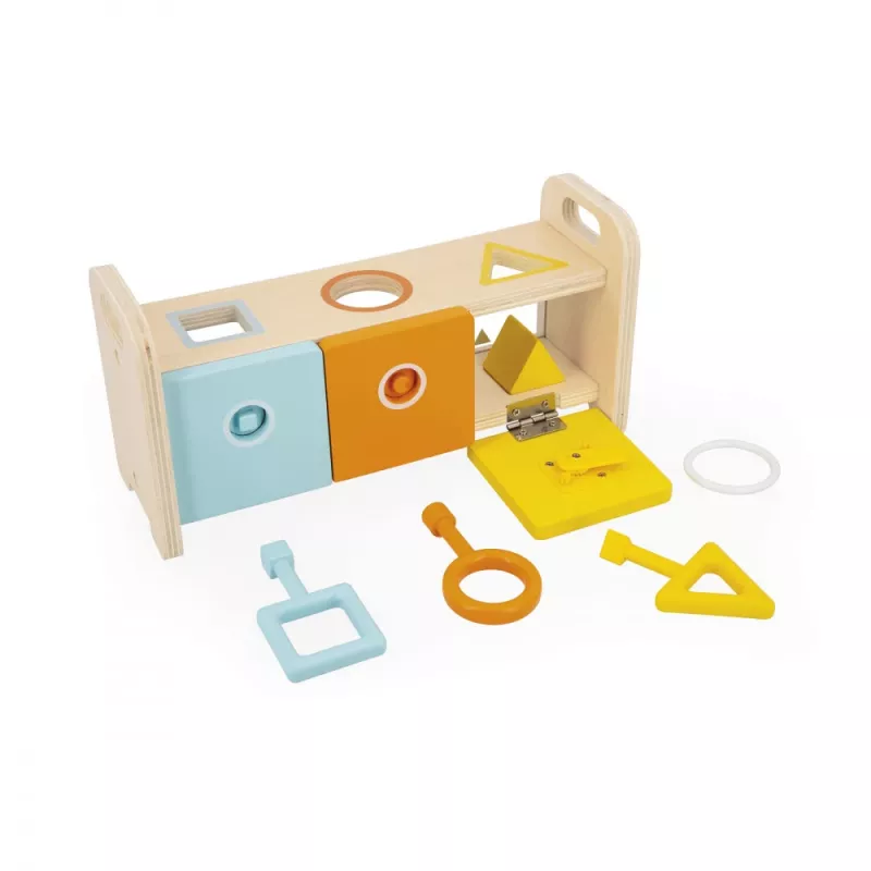 Janod Essentiel Wooden Shape Sorter with Keys