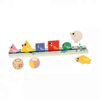 Janod Educational Sorting Game Shape, Color and Size Sorting Birds 2+
