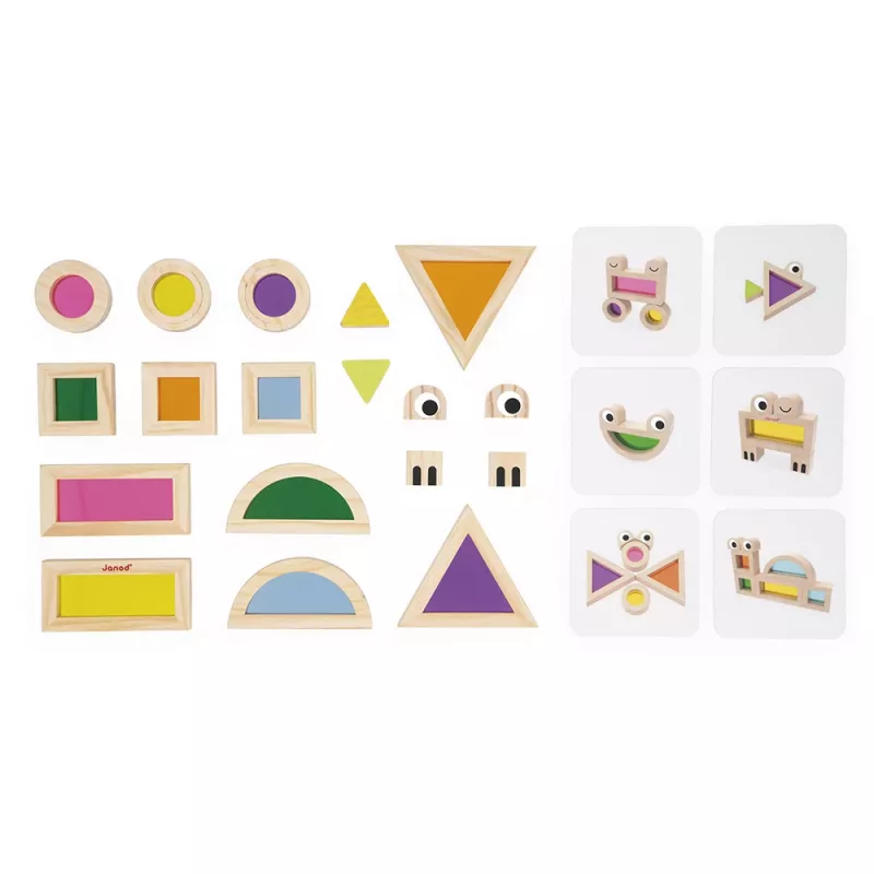 Janod Sensory Wooden Building Blocks Transparent Colored 12m+