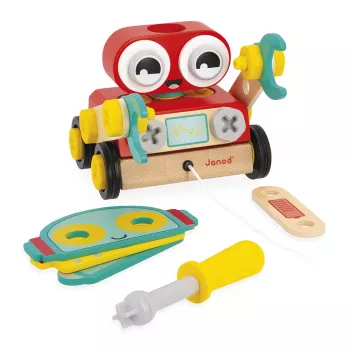 Janod Brico'Kids Medinis Robotas Surinkimo ir Traukimo Žaislas 2+