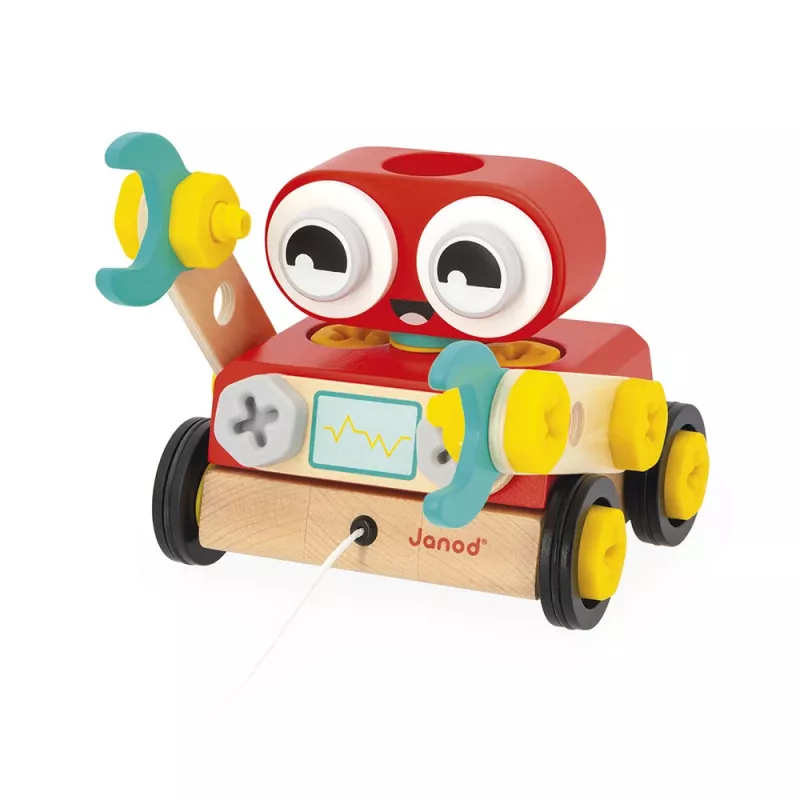 Janod Brico'Kids Medinis Robotas Surinkimo ir Traukimo Žaislas 2+