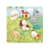 Janod Pure Sensory Wooden Puzzle Farm Animals 7 Pieces