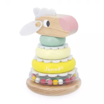 Janod Zigolos Wooden Stacking Tower Roly-Poly Toy Sheep 12m+
