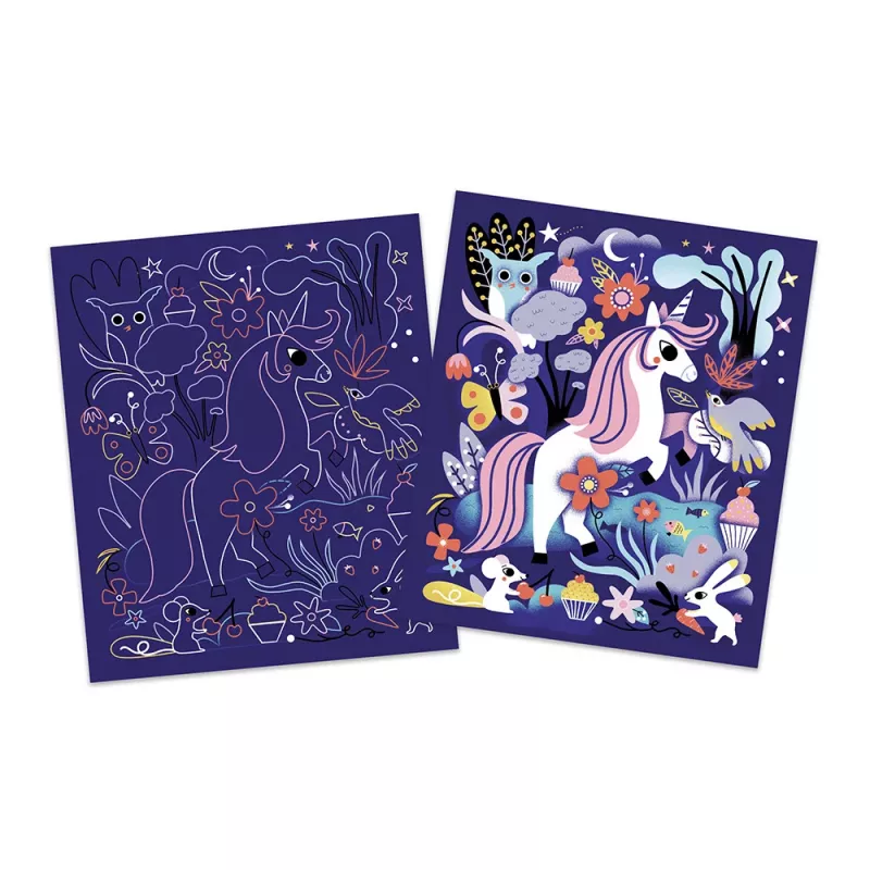 Janod Holographic Scratch Art Kit Unicorns 6+