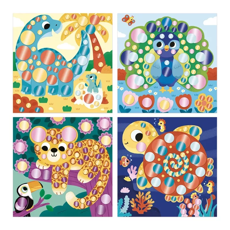 Janod My Arts & Crafts 3+ Creative Sticker Art Kit su Metaliniais Apvaliais Lipdukais