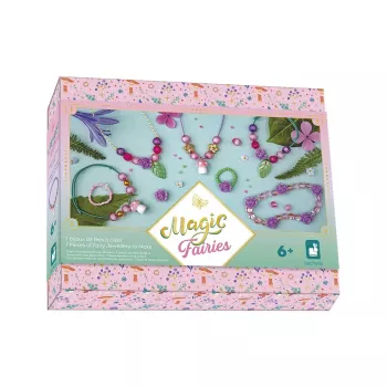 Janod Magic Fairies Karoliukų rinkinys papuošalų gamybai su medine dėžute, virš 400 karoliukų, nuo 6 metų
