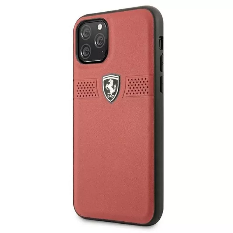 Ferrari Off Track Leather Hard Case, skirta Apple iPhone 11 Pro - Raudona