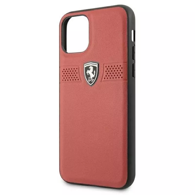 Ferrari Off Track Leather Hard Case, skirta Apple iPhone 11 Pro - Raudona