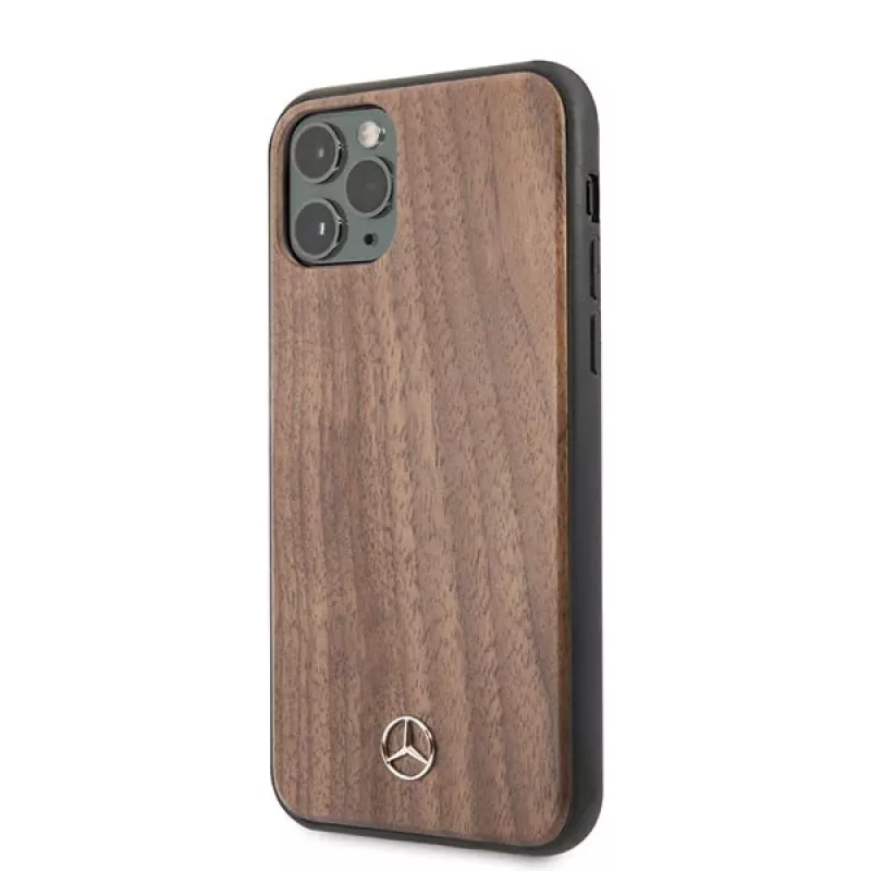 Mercedes-Benz Wood Line Walnut Hard Case for Apple iPhone 11 Pro Max - Brown