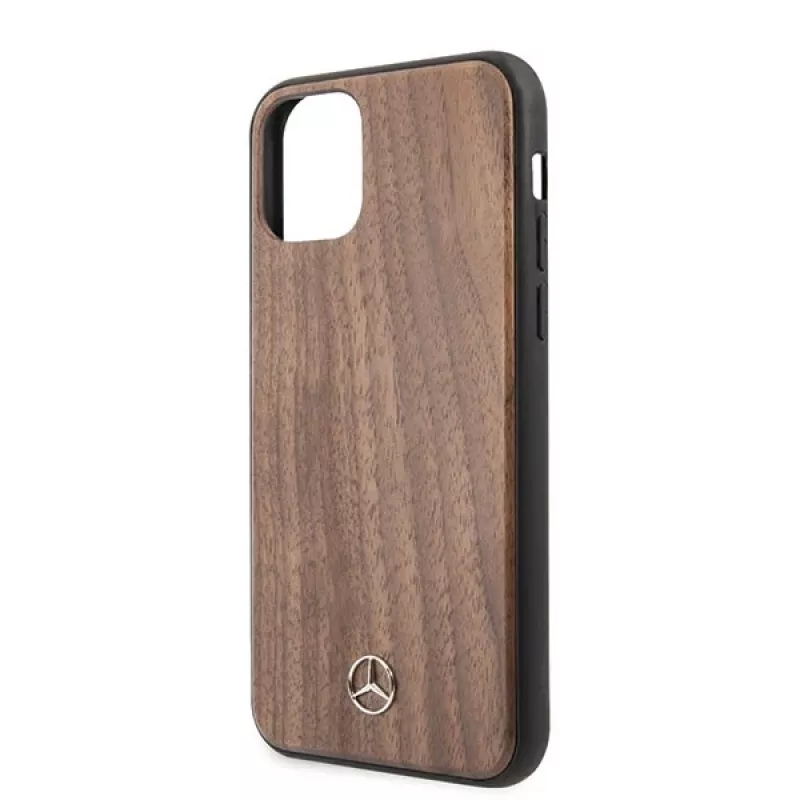 Mercedes-Benz Wood Line Walnut Hard Case for Apple iPhone 11 Pro Max - Brown