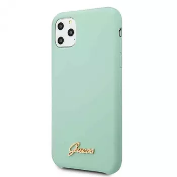 Guess GUHCN58LSLMGG iPhone 11 Pro Green Silicone Hard Case with Vintage Gold Logo