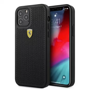 Ferrari FESPEHCP12LBK iPhone 12 Pro Max 6,7 inch Black Hard Case On Track Perforated