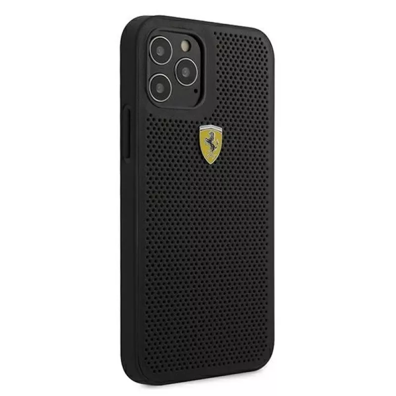 Ferrari FESPEHCP12LBK iPhone 12 Pro Max 6,7 inch Black Hard Case On Track Perforated
