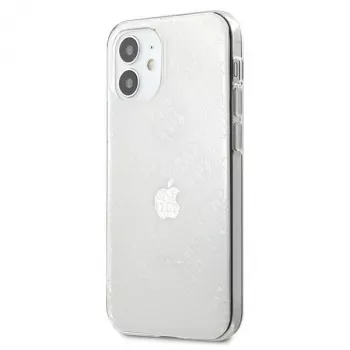Guess GUHCP12S3D4GTR iPhone 12 mini permatomas kietas dėklas 4G 3D raštų kolekcija