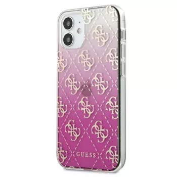 Guess GUHCP12SPCU4GGPI iPhone 12 mini 5,4 colio rožinis kietas dėklas 4G Gradient