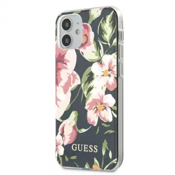 Guess Flower Collection Back Cover, skirta Apple iPhone 12 Mini – tamsiai mėlyna (Navy)