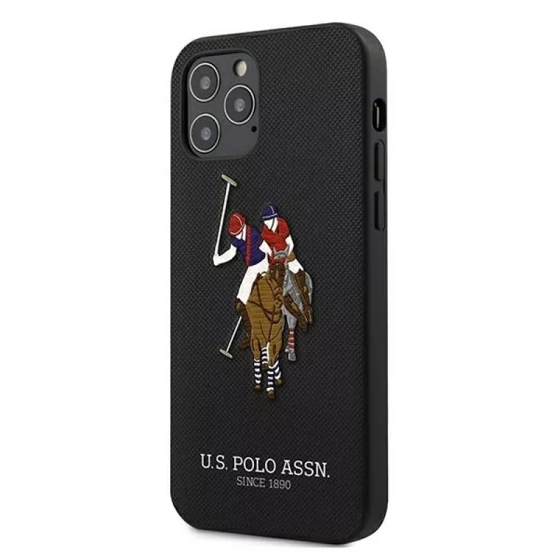 U.S. POLO ASSN. USHCP12MPUGFLBK iPhone 12/12 Pro 6.1 Black Polo Embroidery Collection Back Cover