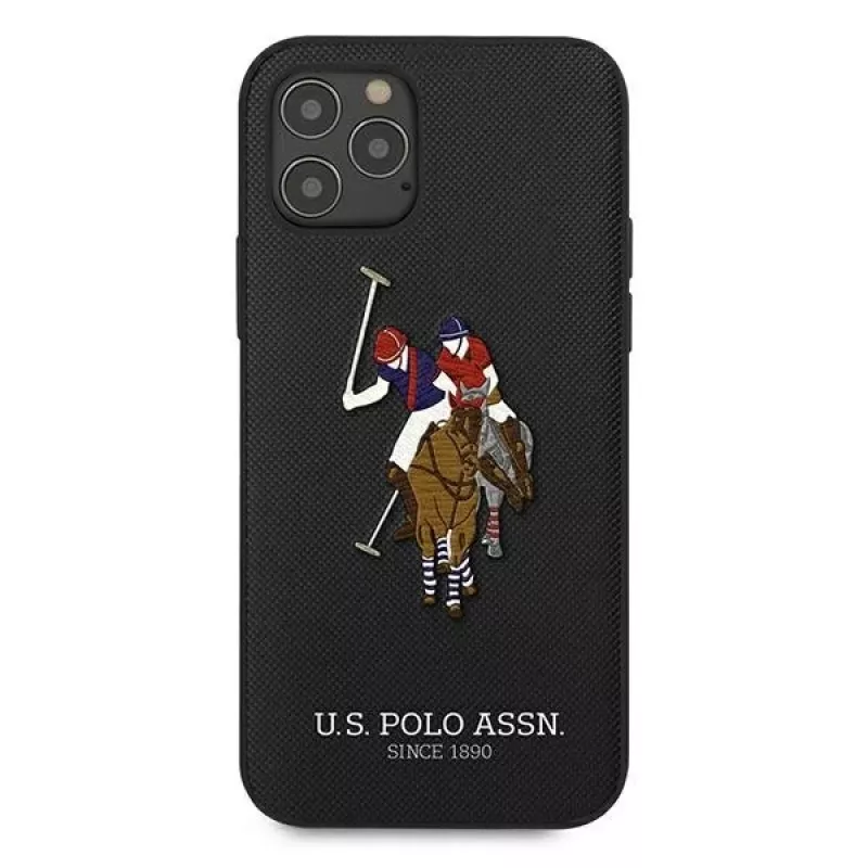 U.S. POLO ASSN. USHCP12MPUGFLBK iPhone 12/12 Pro 6.1 Black Polo Embroidery Collection Back Cover