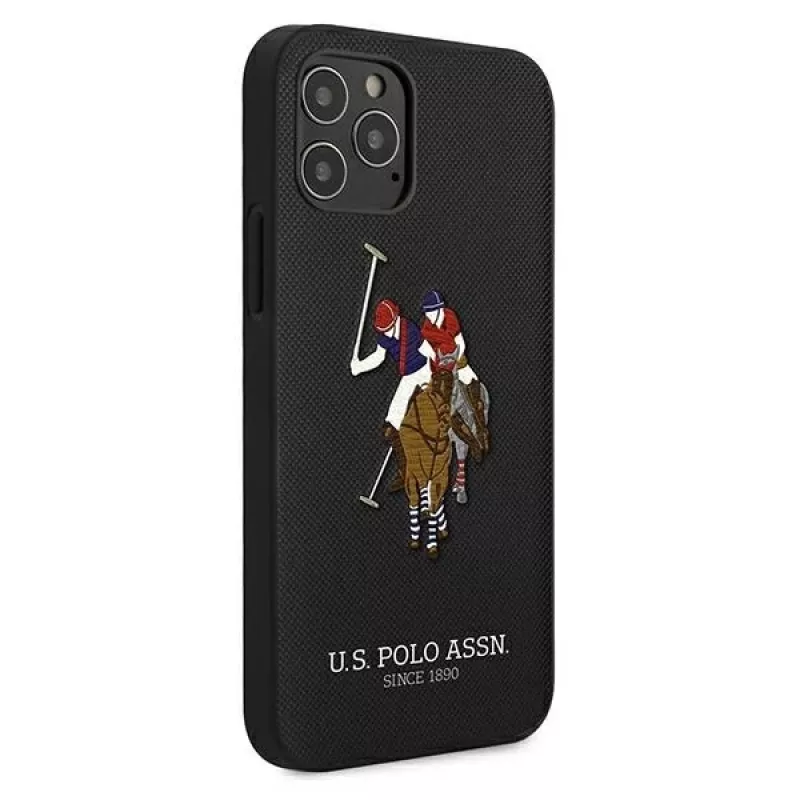 U.S. POLO ASSN. USHCP12MPUGFLBK iPhone 12/12 Pro 6.1 Black Polo Embroidery Collection Back Cover