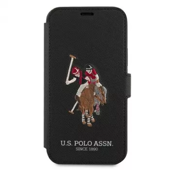 U.S. POLO ASSN. Polo Embroidery Collection Book Case iPhone 12/12 Pro 6,1 inch juoda
