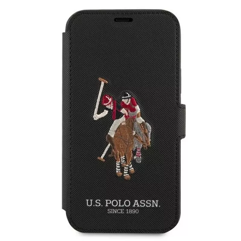 U.S. POLO ASSN. Polo Embroidery Collection Book Case iPhone 12/12 Pro 6,1 inch juoda