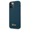 Kietas dėklas Guess GUHCP12LLSLMGBL Metal Logo Script, skirtas Apple iPhone 12 Pro Max, mėlynas