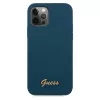 Kietas dėklas Guess GUHCP12LLSLMGBL Metal Logo Script, skirtas Apple iPhone 12 Pro Max, mėlynas