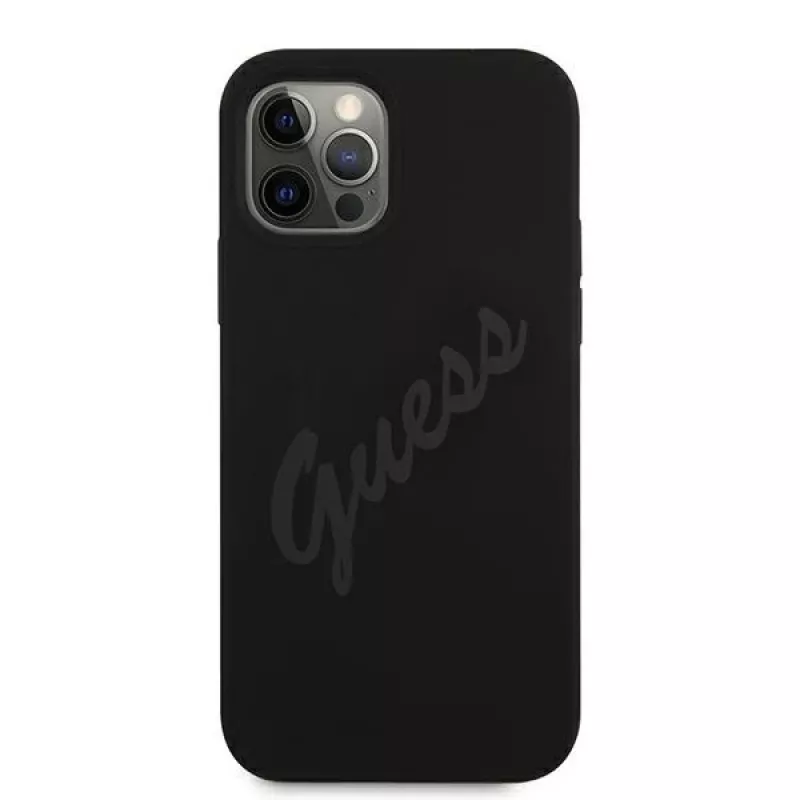 Guess Script Vintage Hard Case, skirta Apple iPhone 12 Pro Max 6,7 colių, juoda