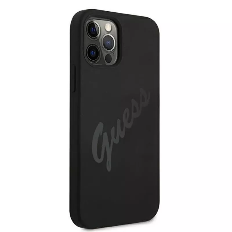 Guess Script Vintage Hard Case, skirta Apple iPhone 12 Pro Max 6,7 colių, juoda