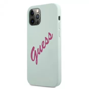 Guess Silicone Vintage Hard Case, skirta Apple iPhone 12 / 12 Pro 6,1 colio – Blue Fuschia