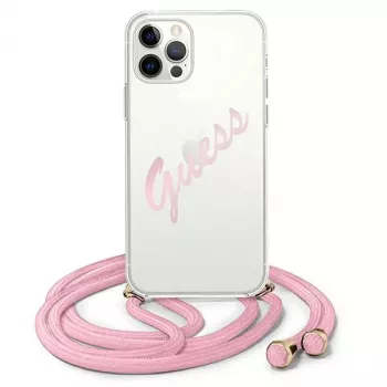 Guess Script Vintage Hard Case iPhone 12 / 12 Pro 6,1 colio - rožinė