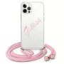 Guess Script Vintage Hard Case iPhone 12 / 12 Pro 6,1 colio - rožinė